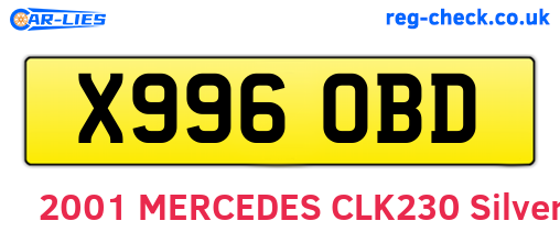 X996OBD are the vehicle registration plates.