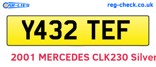 Y432TEF are the vehicle registration plates.
