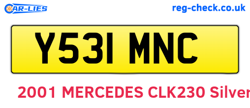 Y531MNC are the vehicle registration plates.