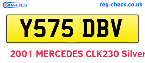 Y575DBV are the vehicle registration plates.