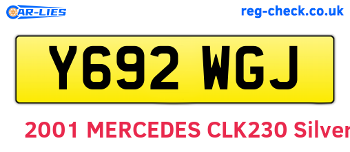 Y692WGJ are the vehicle registration plates.