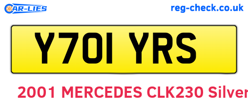Y701YRS are the vehicle registration plates.
