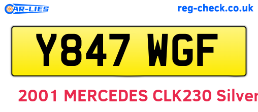 Y847WGF are the vehicle registration plates.