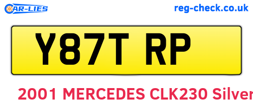 Y87TRP are the vehicle registration plates.
