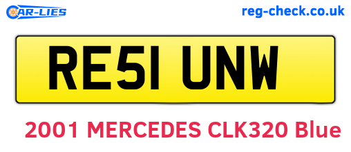 RE51UNW are the vehicle registration plates.