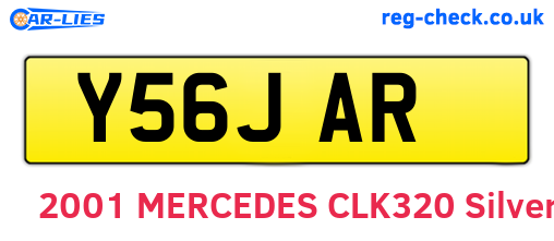 Y56JAR are the vehicle registration plates.