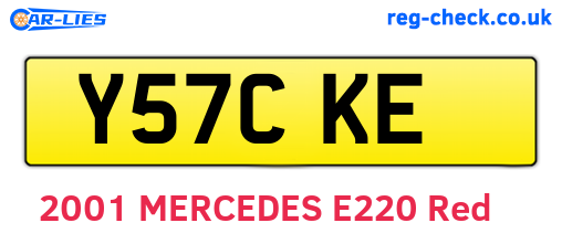 Y57CKE are the vehicle registration plates.