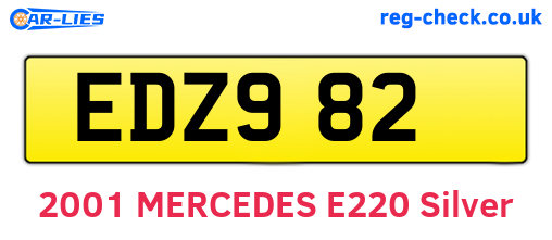 EDZ982 are the vehicle registration plates.
