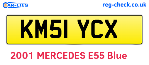KM51YCX are the vehicle registration plates.