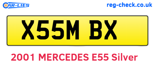 X55MBX are the vehicle registration plates.
