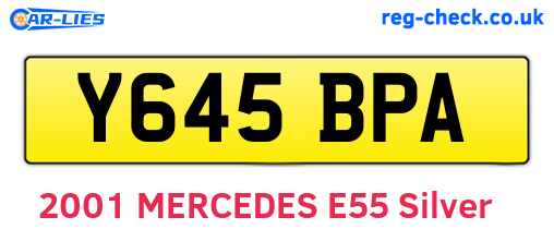 Y645BPA are the vehicle registration plates.