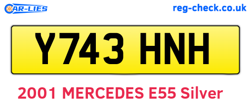 Y743HNH are the vehicle registration plates.