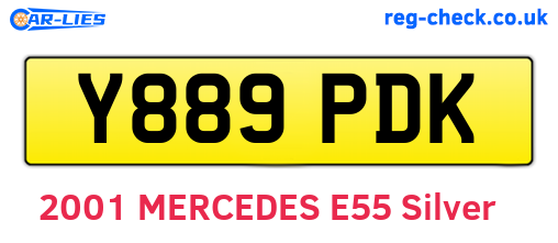 Y889PDK are the vehicle registration plates.
