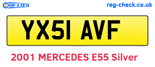 YX51AVF are the vehicle registration plates.