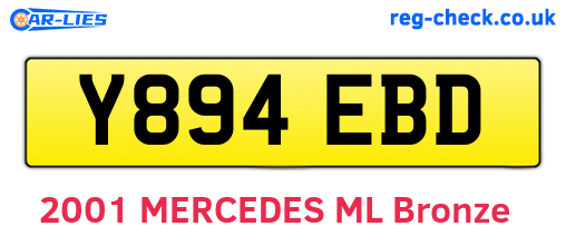 Y894EBD are the vehicle registration plates.