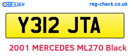 Y312JTA are the vehicle registration plates.