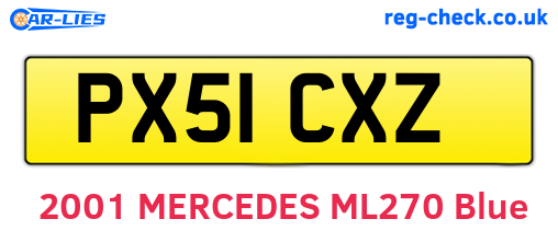 PX51CXZ are the vehicle registration plates.