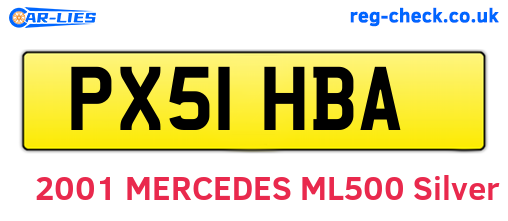 PX51HBA are the vehicle registration plates.