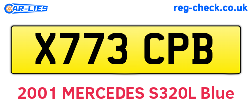 X773CPB are the vehicle registration plates.