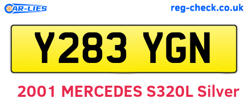 Y283YGN are the vehicle registration plates.