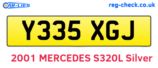 Y335XGJ are the vehicle registration plates.