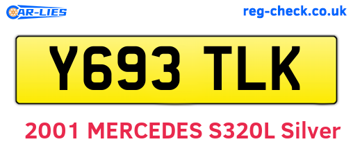 Y693TLK are the vehicle registration plates.