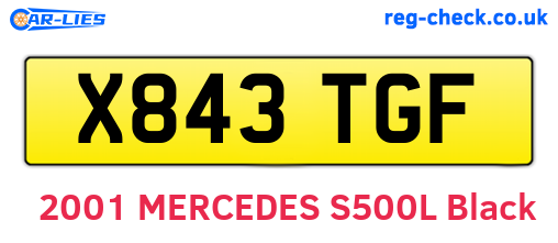 X843TGF are the vehicle registration plates.