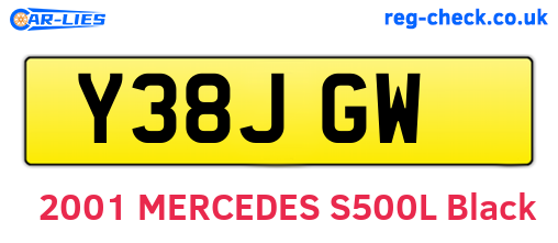 Y38JGW are the vehicle registration plates.