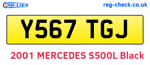 Y567TGJ are the vehicle registration plates.