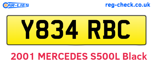 Y834RBC are the vehicle registration plates.