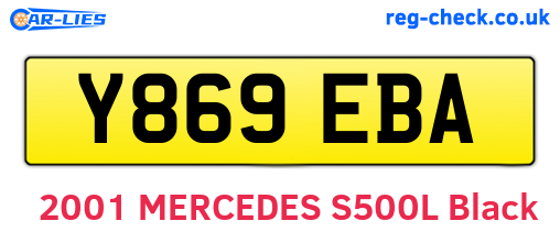 Y869EBA are the vehicle registration plates.