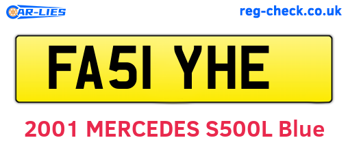 FA51YHE are the vehicle registration plates.