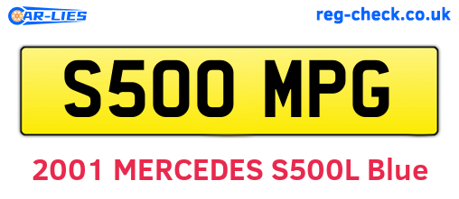 S500MPG are the vehicle registration plates.