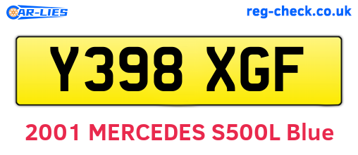 Y398XGF are the vehicle registration plates.