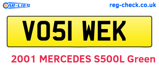 VO51WEK are the vehicle registration plates.