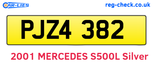 PJZ4382 are the vehicle registration plates.