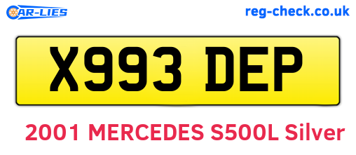 X993DEP are the vehicle registration plates.