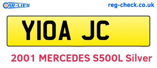 Y10AJC are the vehicle registration plates.