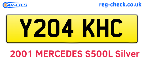 Y204KHC are the vehicle registration plates.