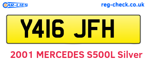 Y416JFH are the vehicle registration plates.