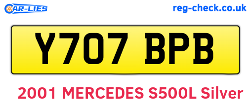 Y707BPB are the vehicle registration plates.