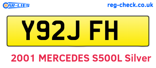 Y92JFH are the vehicle registration plates.