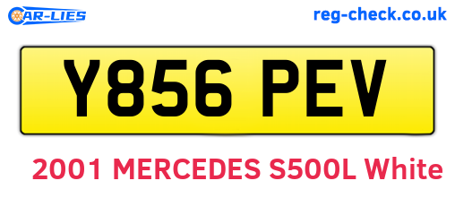 Y856PEV are the vehicle registration plates.