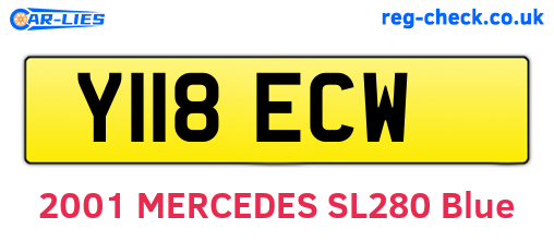 Y118ECW are the vehicle registration plates.