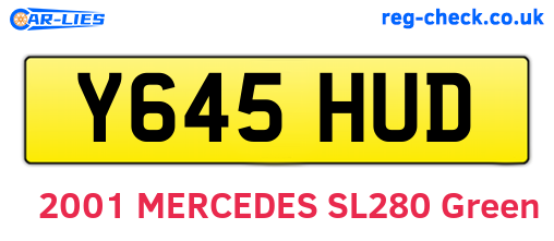 Y645HUD are the vehicle registration plates.