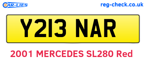 Y213NAR are the vehicle registration plates.