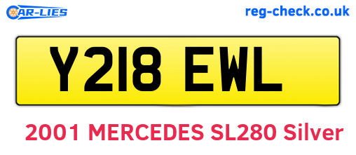 Y218EWL are the vehicle registration plates.