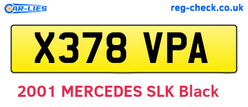 X378VPA are the vehicle registration plates.