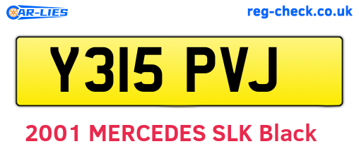 Y315PVJ are the vehicle registration plates.