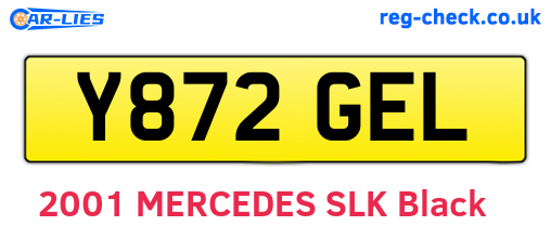 Y872GEL are the vehicle registration plates.